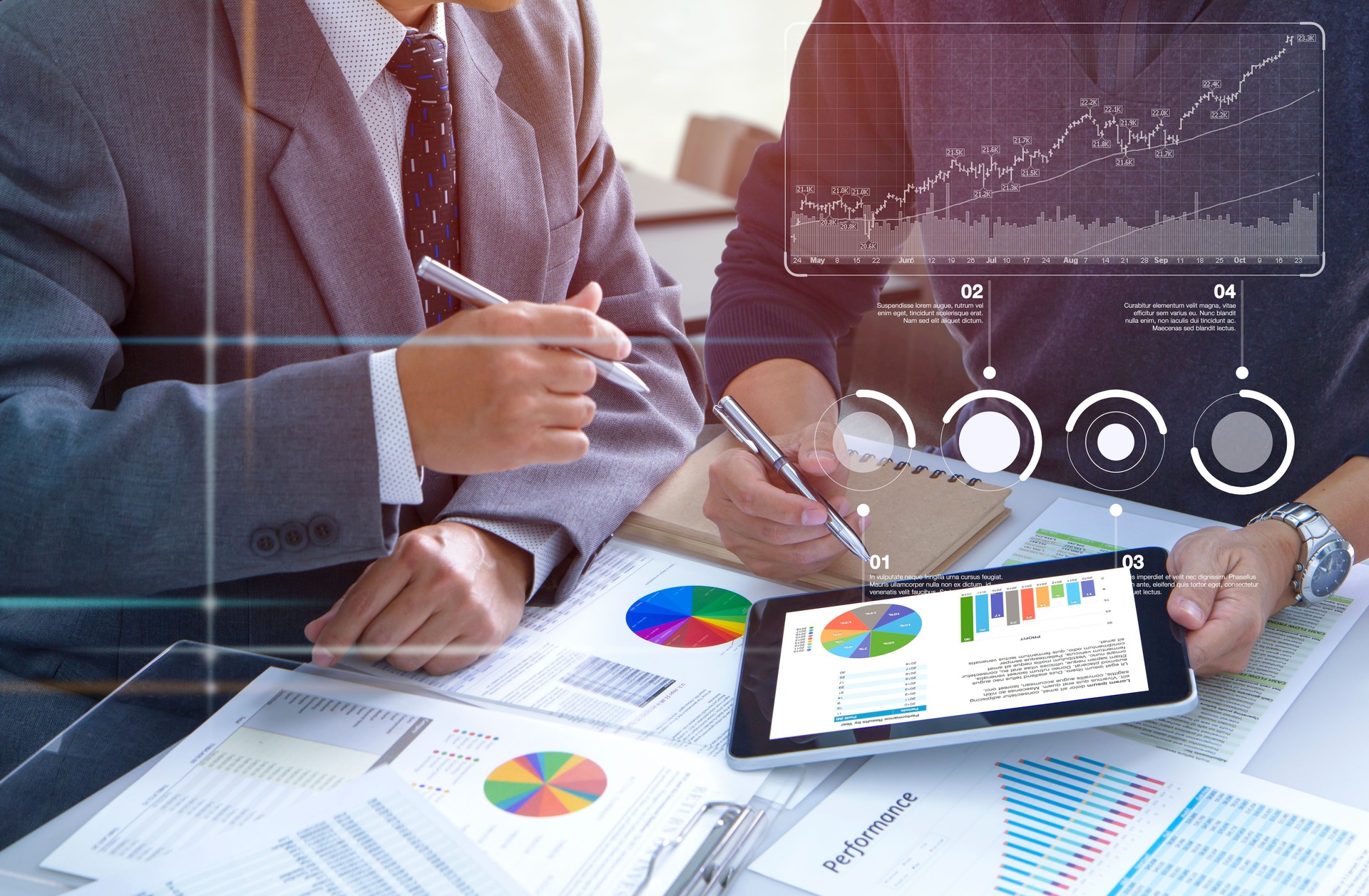 Reviewing a financial reports in returning on investment analysis